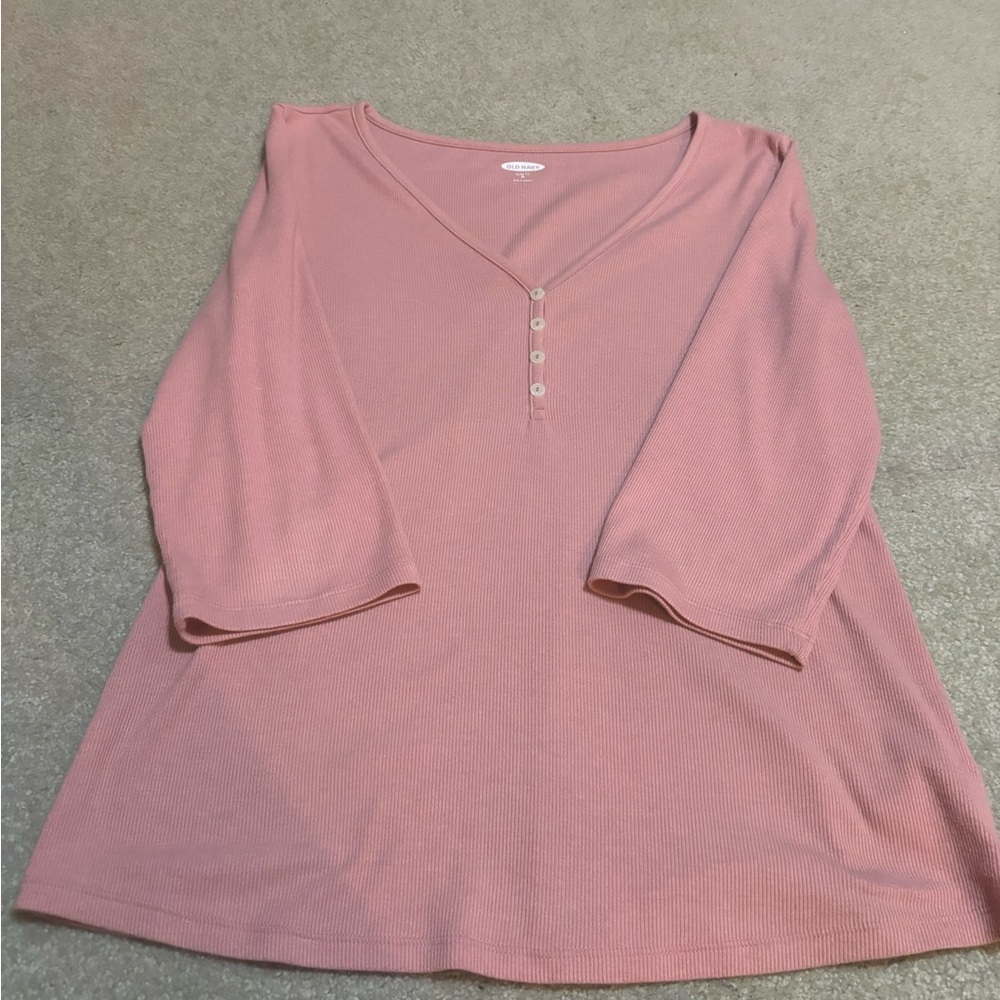 Old Navy Pink Henley-Style Long Sleeve Tee